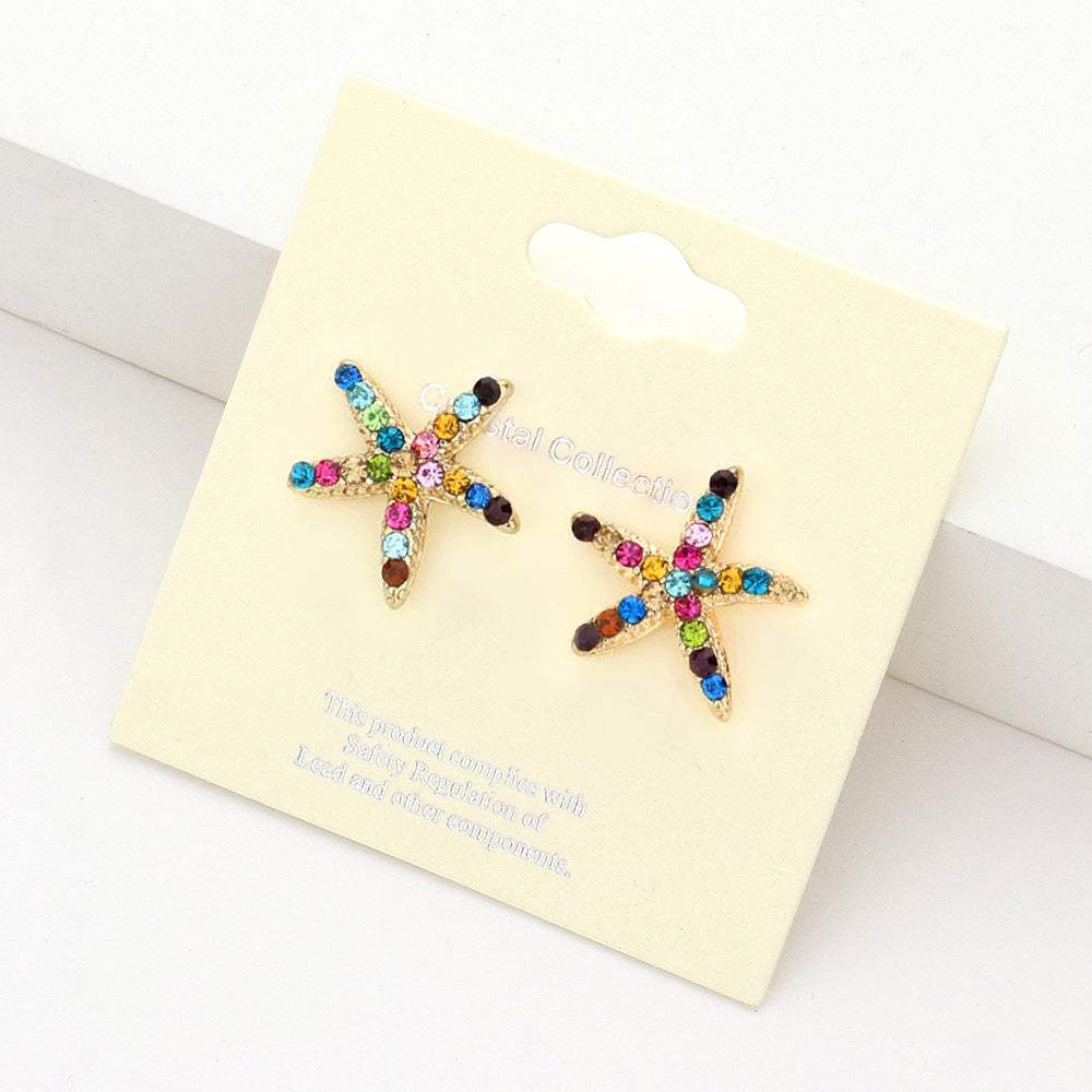 Crystal Starfish Stud Earrings - Madeline Love - Flyclothing LLC