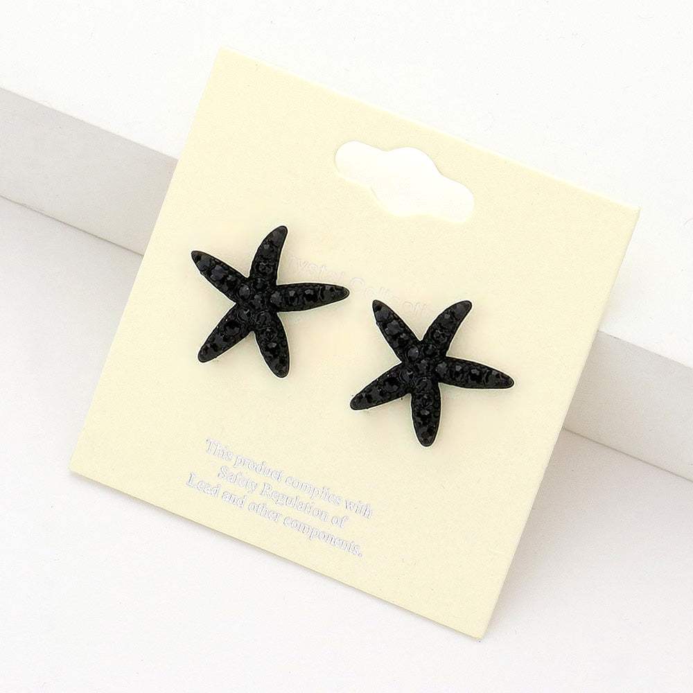 Crystal Starfish Stud Earrings - Madeline Love - Flyclothing LLC