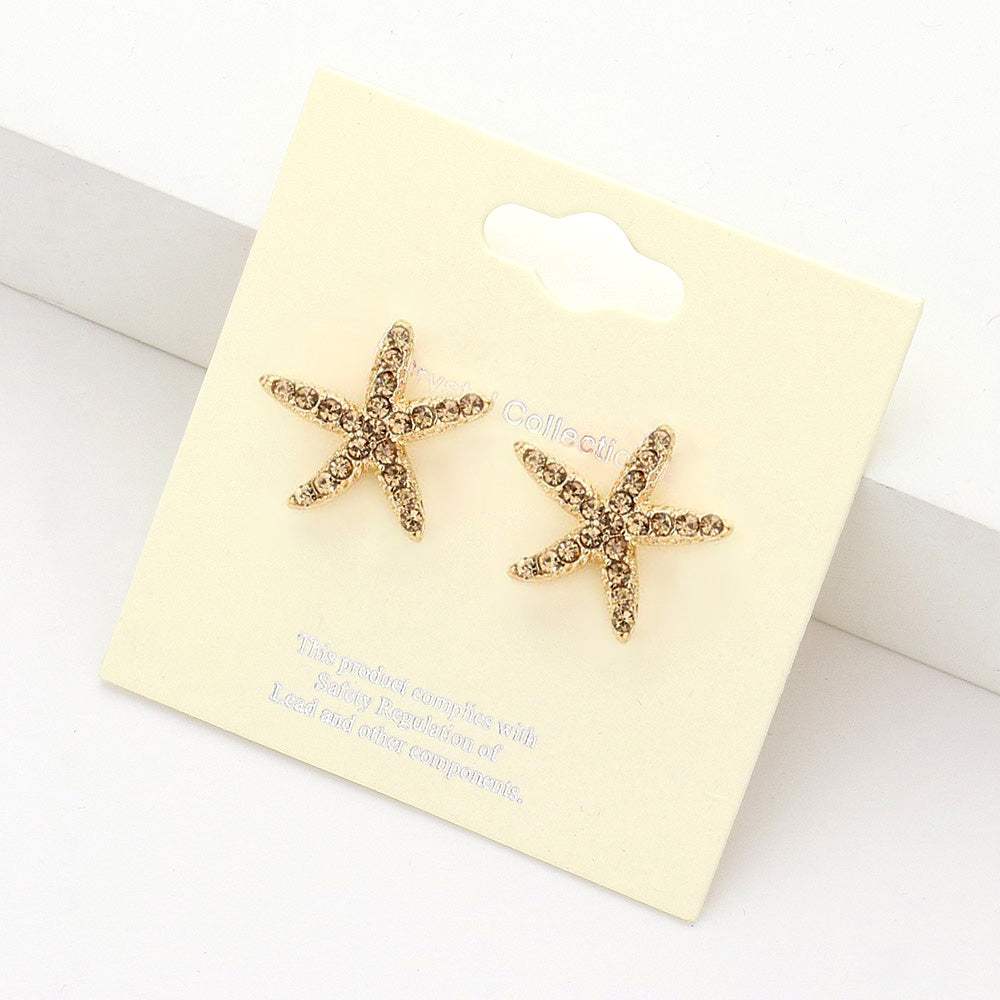 Crystal Starfish Stud Earrings - Madeline Love - Flyclothing LLC
