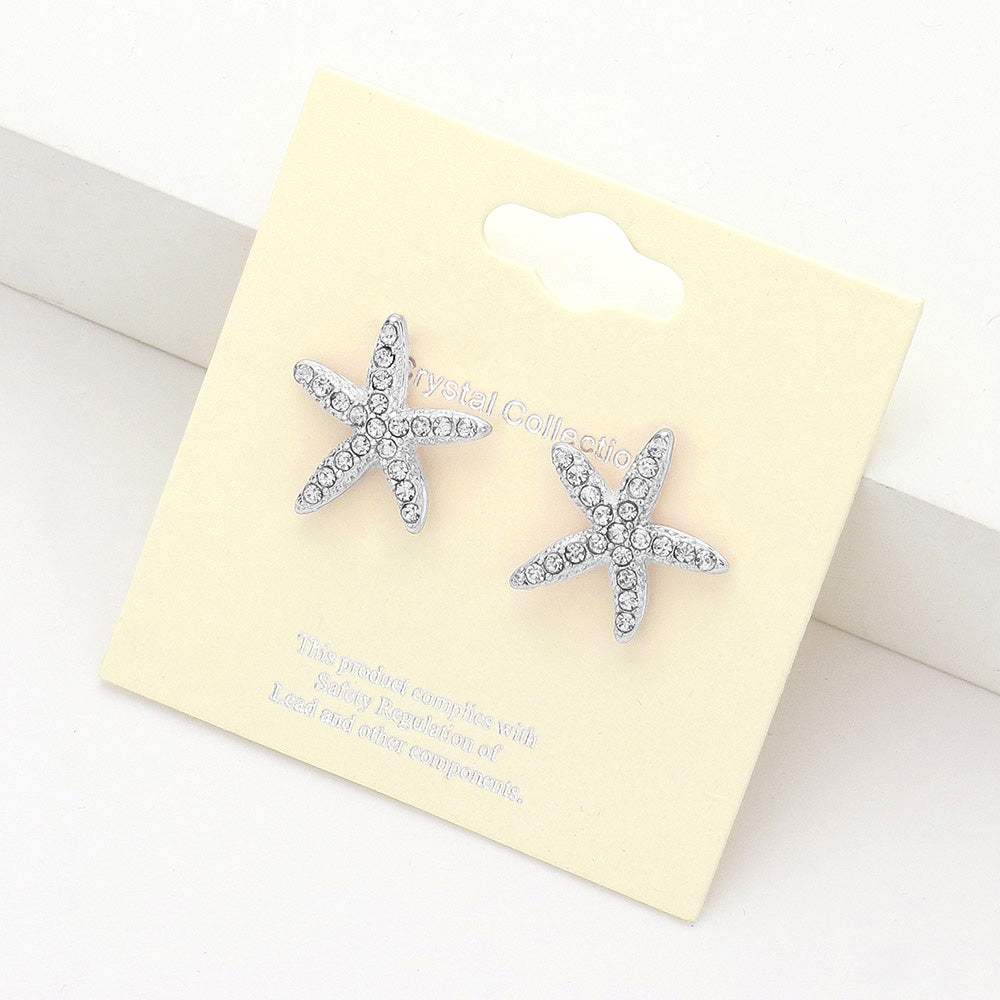 Crystal Starfish Stud Earrings - Madeline Love - Flyclothing LLC