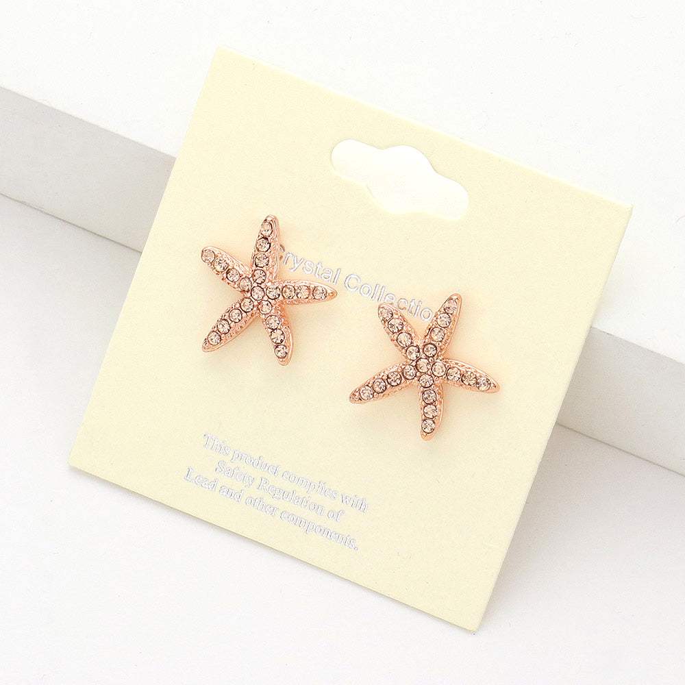 Crystal Starfish Stud Earrings - Madeline Love - Flyclothing LLC