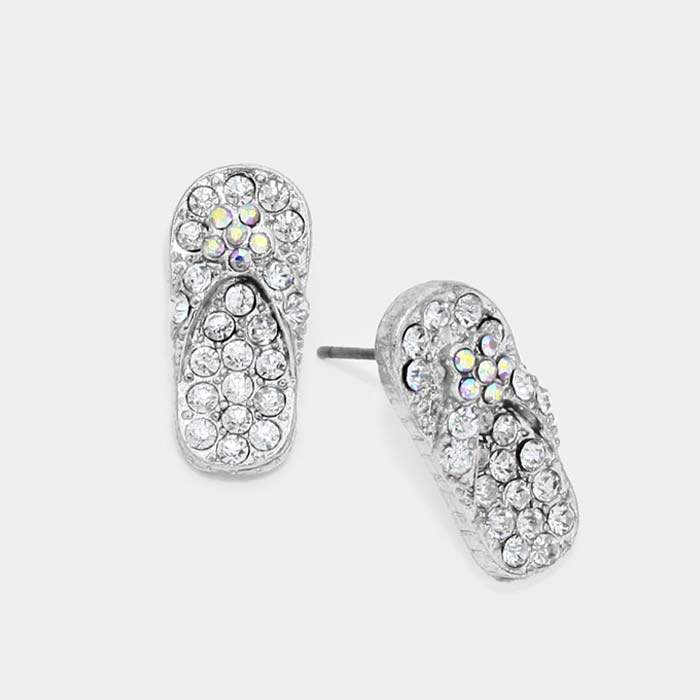 Crystal Pave Flip Flop Stud Earrings - Madeline Love - Flyclothing LLC