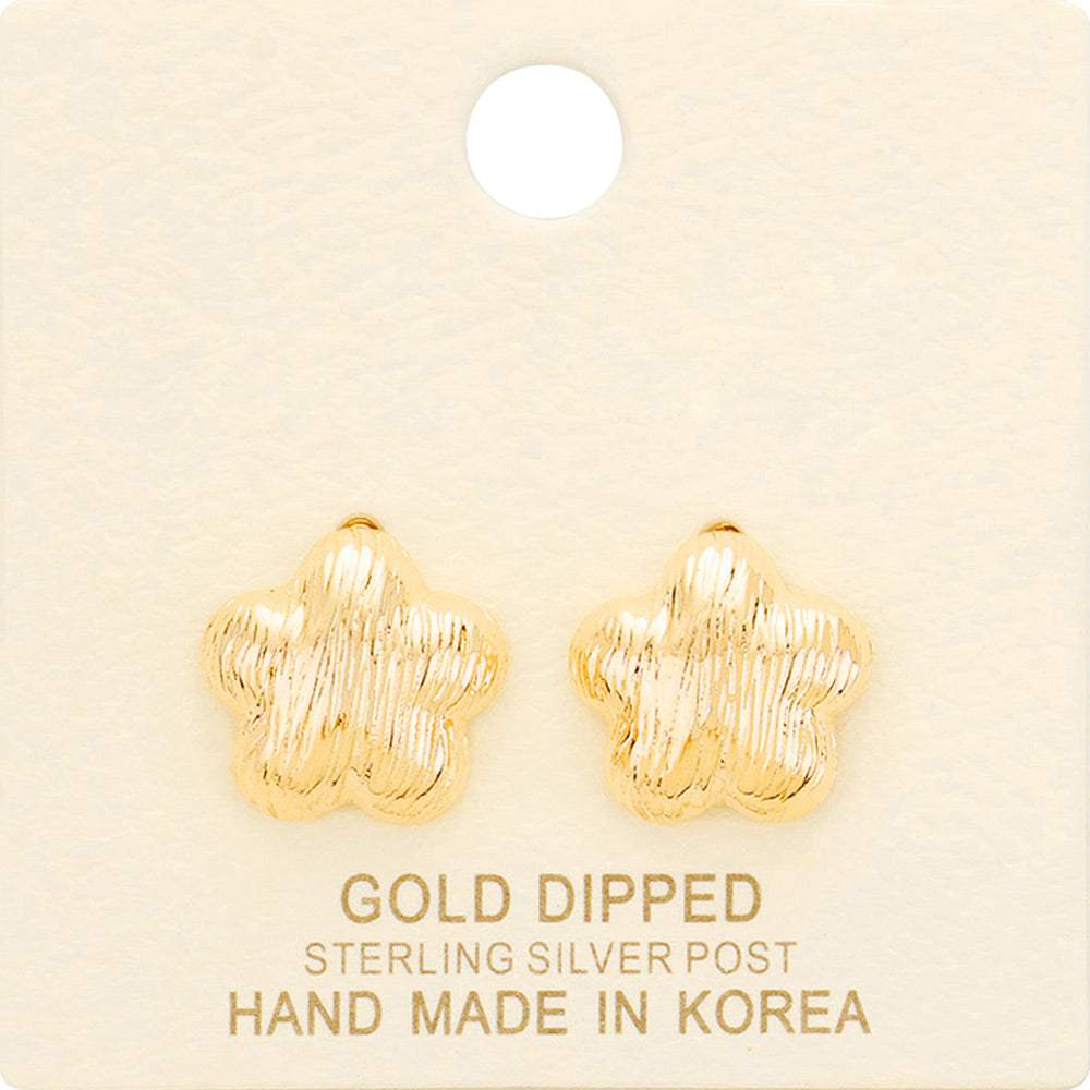 Gold Dipped Flower Stud Earrings - Madeline Love - Flyclothing LLC