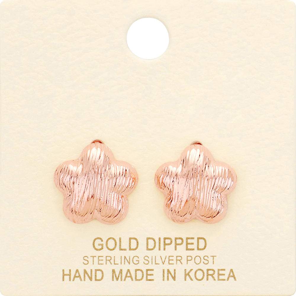 Gold Dipped Flower Stud Earrings - Madeline Love - Flyclothing LLC
