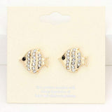 Crystal Pave Fish Stud Earrings - Madeline Love - Flyclothing LLC