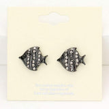 Crystal Pave Fish Stud Earrings - Madeline Love - Flyclothing LLC