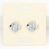 Crystal Pave Fish Stud Earrings - Madeline Love - Flyclothing LLC