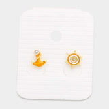 Anchor Ship Wheel Stud Earrings - Madeline Love - Flyclothing LLC