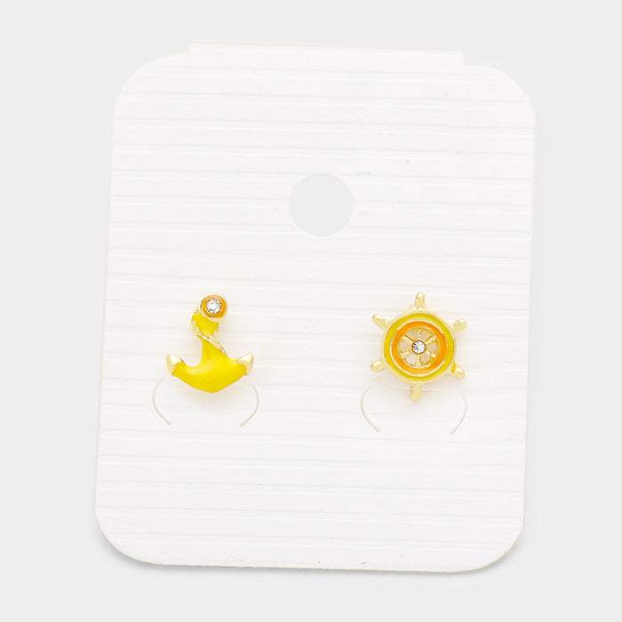 Anchor Ship Wheel Stud Earrings - Madeline Love - Flyclothing LLC