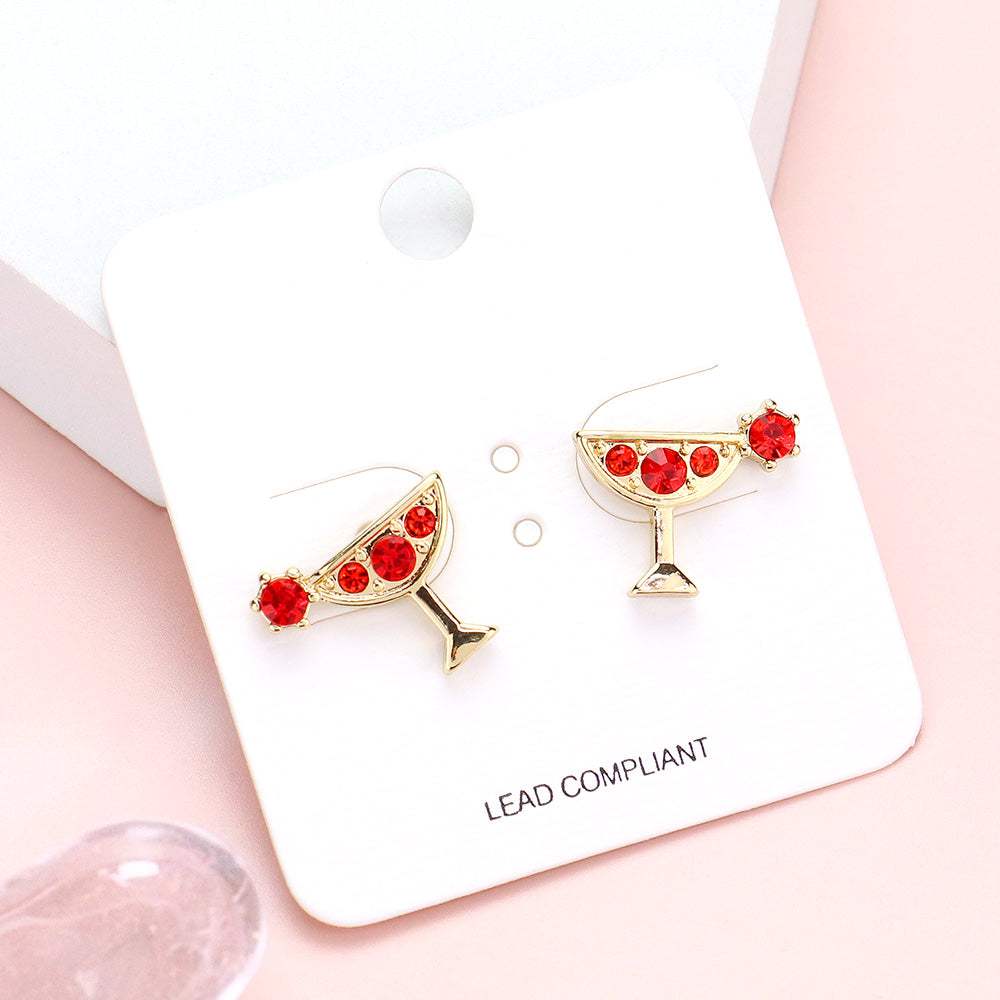 Stone Embellished Cocktail Stud Earrings - Madeline Love - Flyclothing LLC