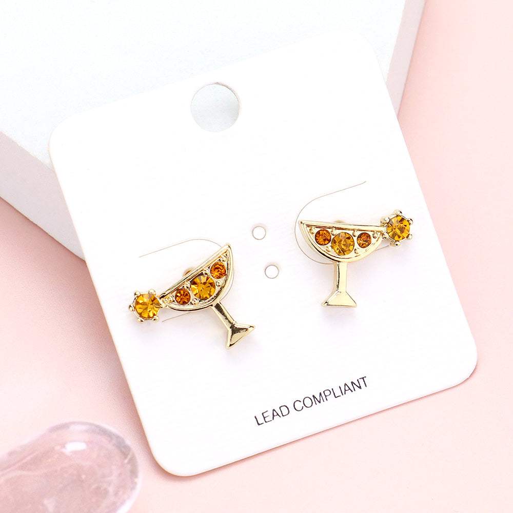 Stone Embellished Cocktail Stud Earrings - Madeline Love - Flyclothing LLC