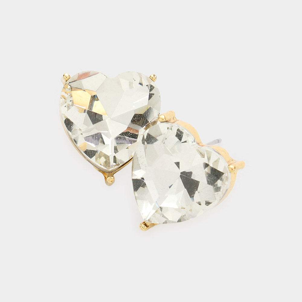 Heart Stone Evening Stud Earrings - Madeline Love - Flyclothing LLC