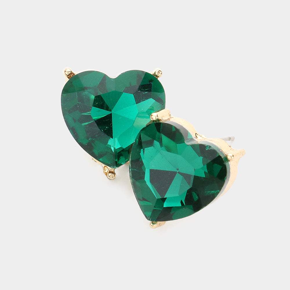 Heart Stone Evening Stud Earrings - Madeline Love - Flyclothing LLC