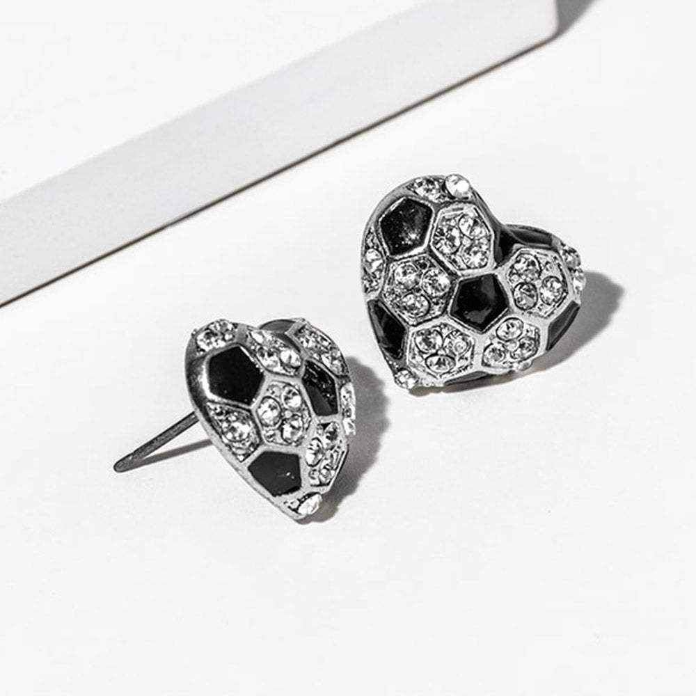 Soccer Crystal Pave Heart Stud Earrings - Madeline Love - Flyclothing LLC