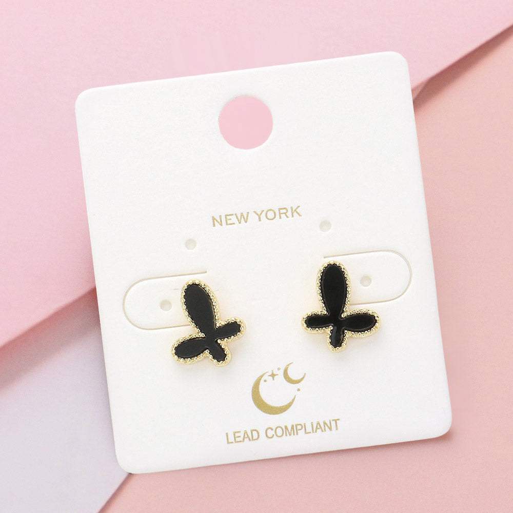 Enamel Butterfly Stud Earrings - Madeline Love - Flyclothing LLC