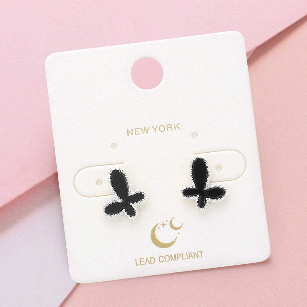 Enamel Butterfly Stud Earrings - Madeline Love - Flyclothing LLC