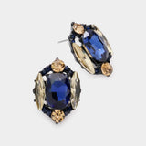 Emerald Cut Stone Accented Stud Evening Earrings - Madeline Love - Flyclothing LLC
