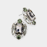 Emerald Cut Stone Accented Stud Evening Earrings - Madeline Love - Flyclothing LLC