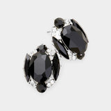 Emerald Cut Stone Accented Stud Evening Earrings - Madeline Love - Flyclothing LLC