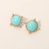Round Stone Stud Earrings - Madeline Love - Flyclothing LLC