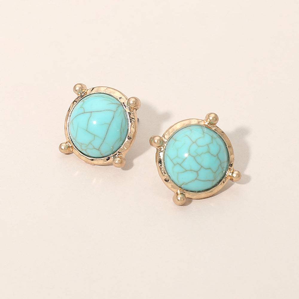 Round Stone Stud Earrings - Madeline Love - Flyclothing LLC