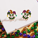 Mardi Gras Glittered Jester Pierrot Stud Earrings - Madeline Love - Flyclothing LLC