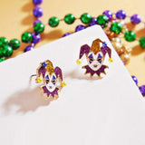 Mardi Gras Glittered Jester Pierrot Stud Earrings - Madeline Love - Flyclothing LLC