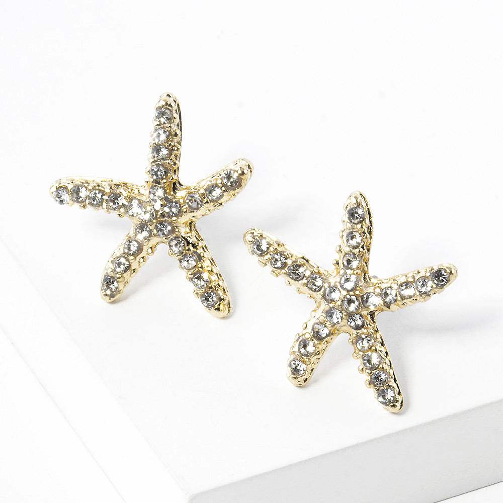 Crystal Starfish Stud Earrings - Madeline Love - Flyclothing LLC