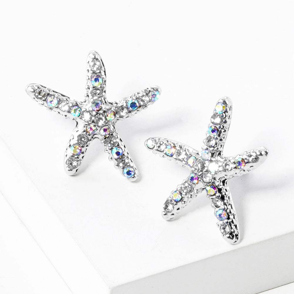 Crystal Starfish Stud Earrings - Madeline Love - Flyclothing LLC