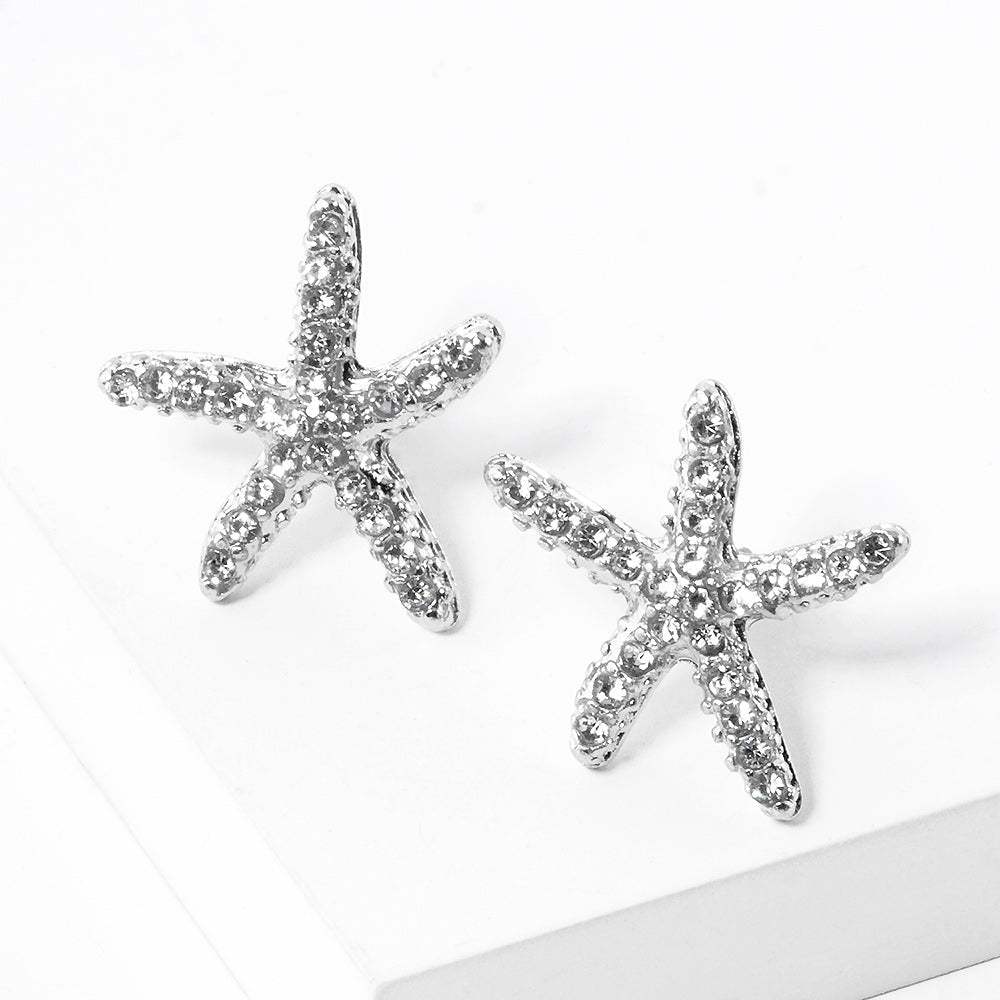 Crystal Starfish Stud Earrings - Madeline Love - Flyclothing LLC