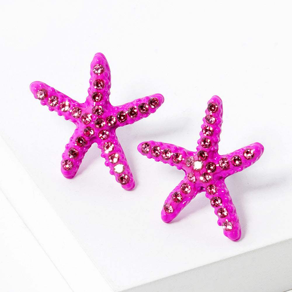 Crystal Starfish Stud Earrings - Madeline Love - Flyclothing LLC