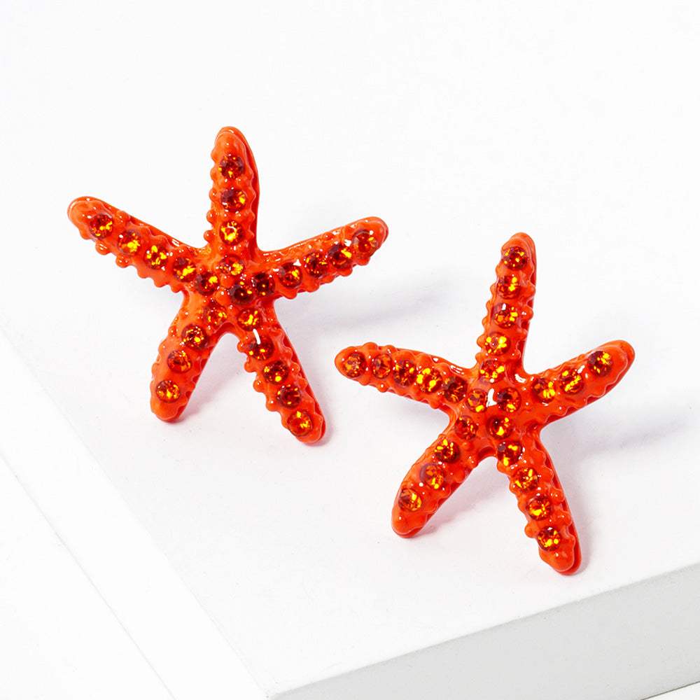 Crystal Starfish Stud Earrings - Madeline Love - Flyclothing LLC