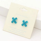 Rhinestone Embellished Crisscross Stud Earrings - Madeline Love - Flyclothing LLC