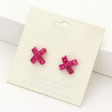 Rhinestone Embellished Crisscross Stud Earrings - Madeline Love - Flyclothing LLC