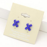 Rhinestone Embellished Crisscross Stud Earrings - Madeline Love - Flyclothing LLC