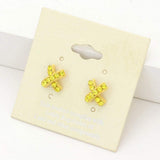 Rhinestone Embellished Crisscross Stud Earrings - Madeline Love - Flyclothing LLC