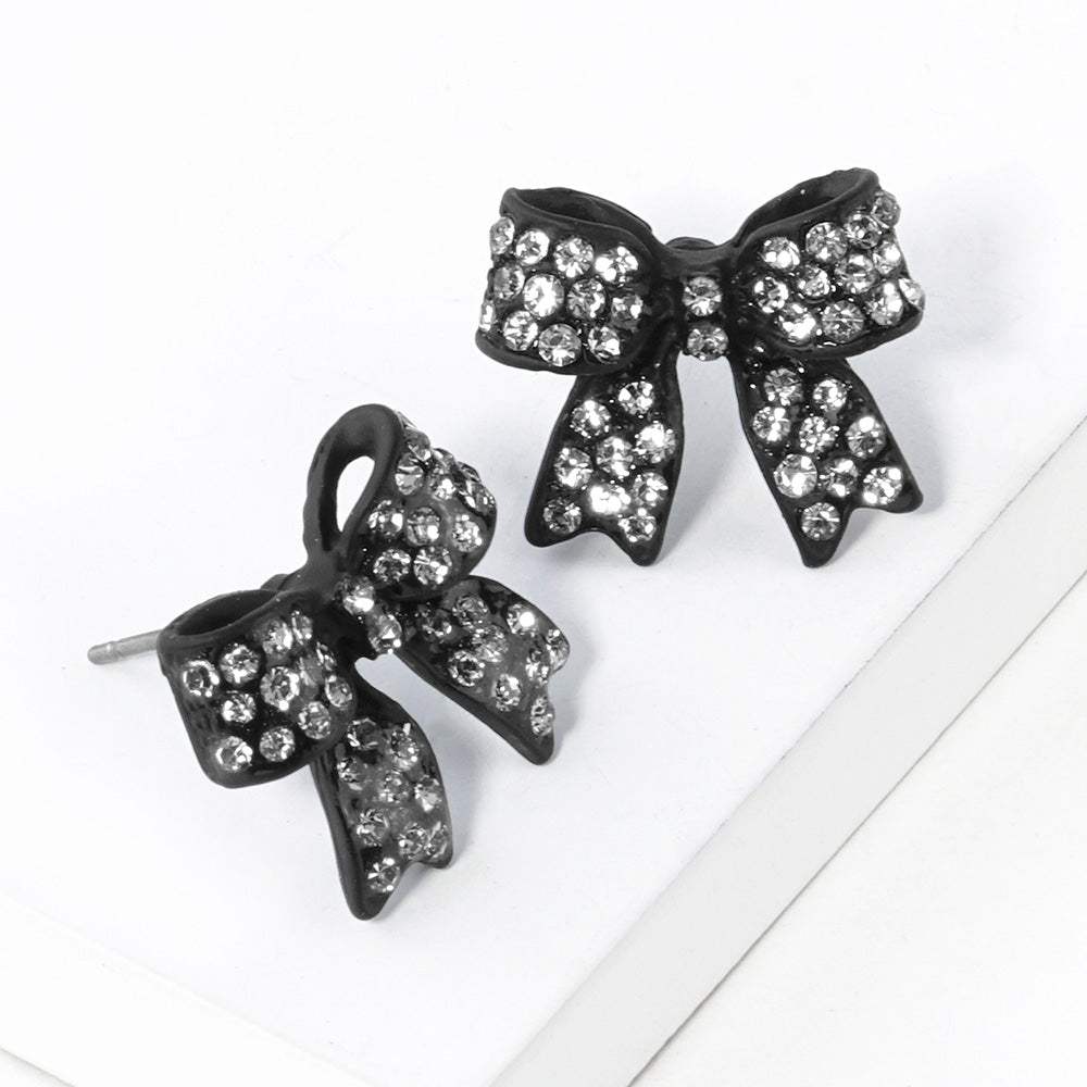 Pave bow stud earrings - Madeline Love - Flyclothing LLC