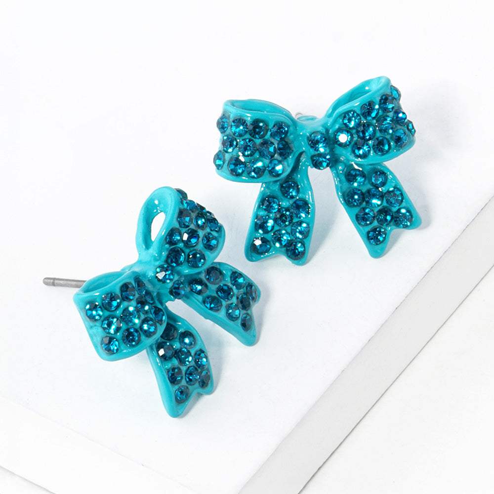 Pave bow stud earrings - Madeline Love - Flyclothing LLC