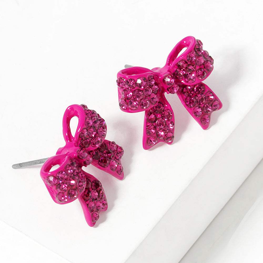 Pave bow stud earrings - Madeline Love - Flyclothing LLC