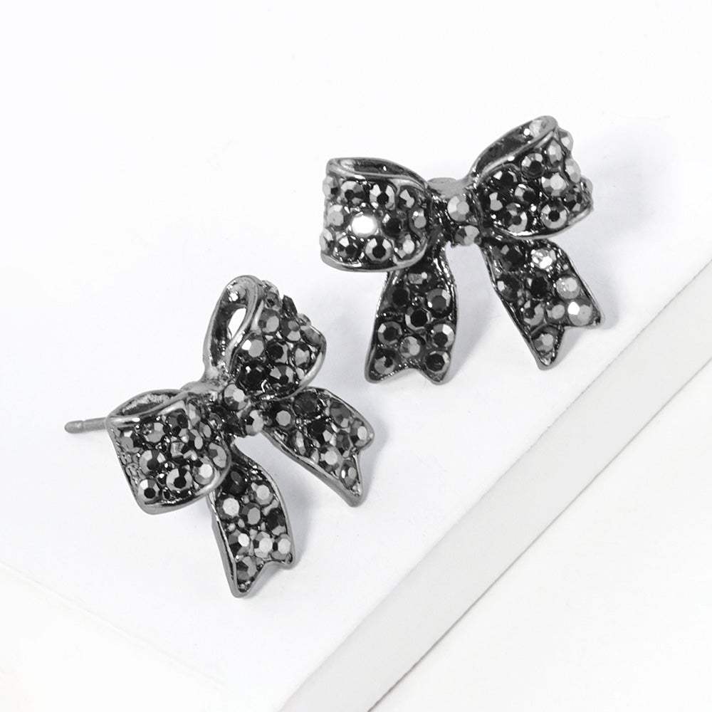 Pave bow stud earrings - Madeline Love - Flyclothing LLC