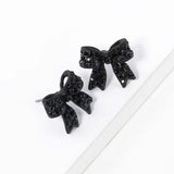Crystal Rhinestone Pave Bow Stud Earrings - Madeline Love - Flyclothing LLC
