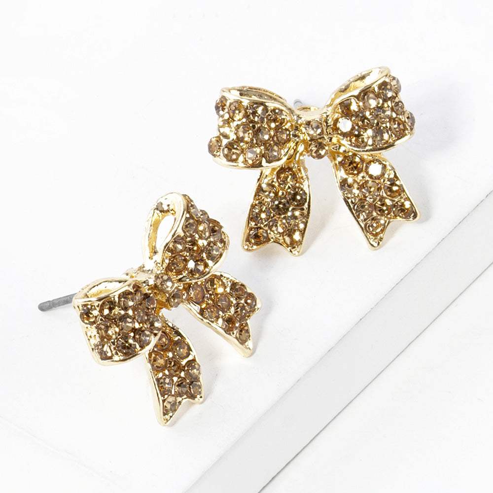 Pave bow stud earrings - Madeline Love - Flyclothing LLC