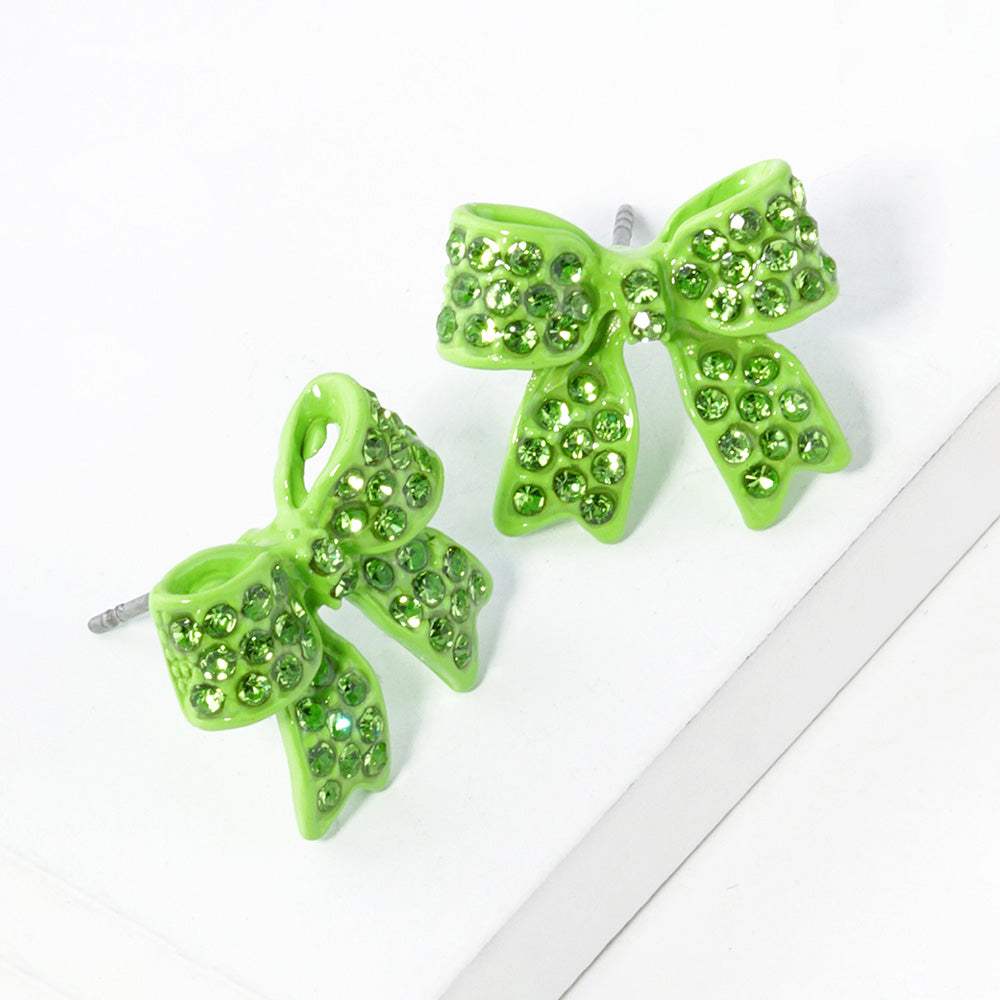 Pave bow stud earrings - Madeline Love - Flyclothing LLC