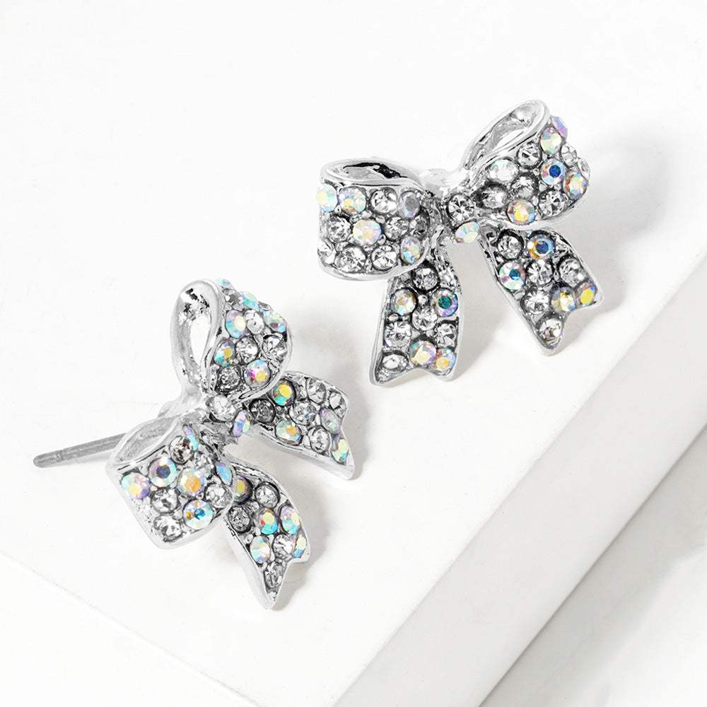 Pave bow stud earrings - Madeline Love - Flyclothing LLC