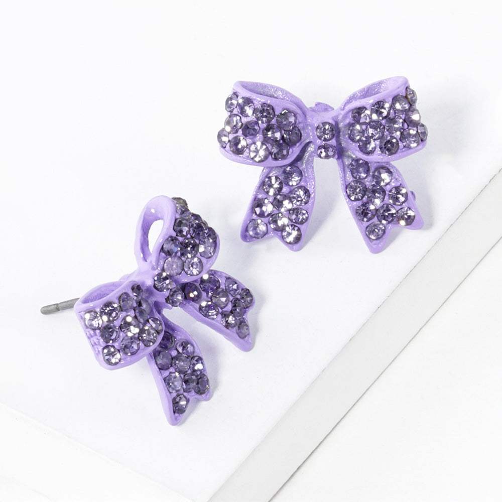 Pave bow stud earrings - Madeline Love - Flyclothing LLC