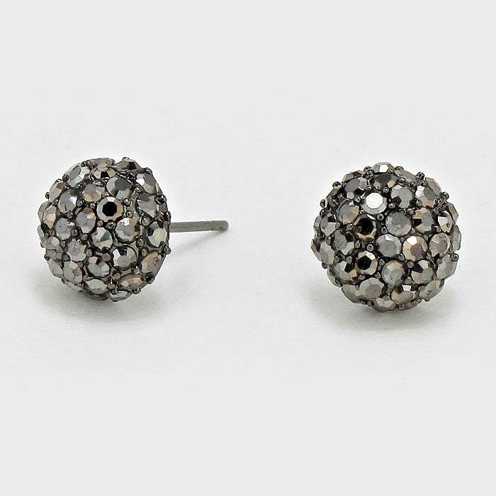Crystal Pave Round Dome Stud Earrings - Madeline Love - Flyclothing LLC
