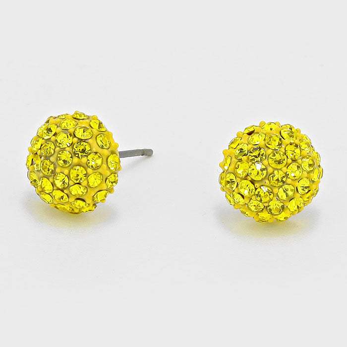 Crystal Pave Round Dome Stud Earrings - Madeline Love - Flyclothing LLC