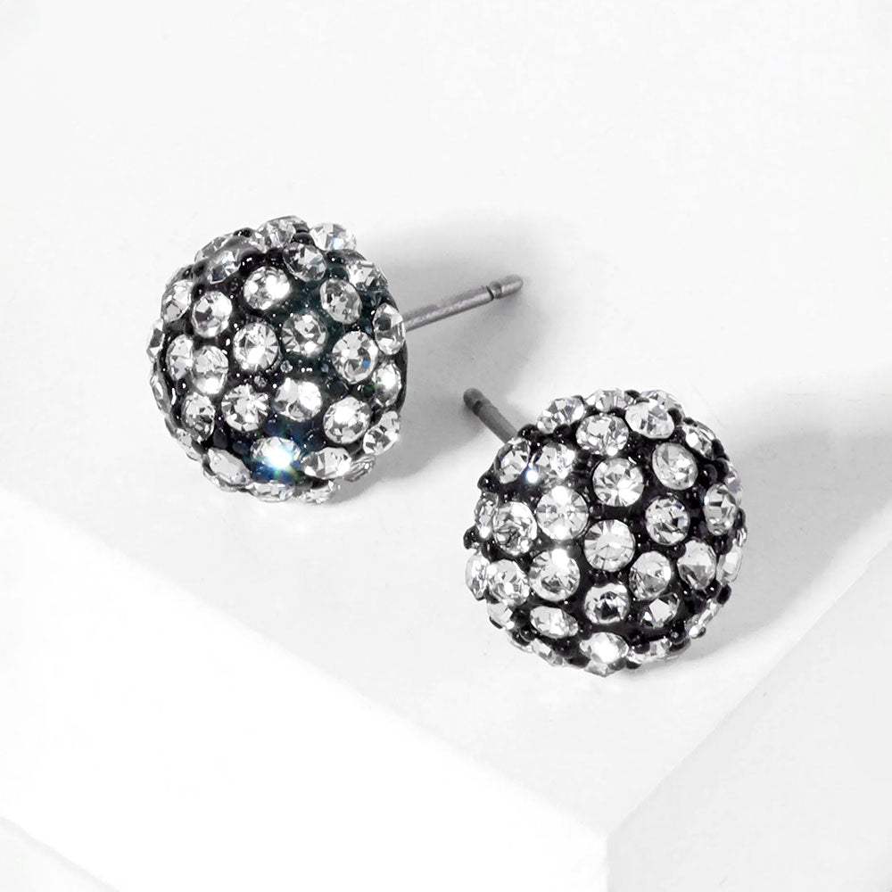 Crystal PaveD Round Dome Stud Earrings - Madeline Love - Flyclothing LLC