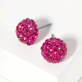Crystal PaveD Round Dome Stud Earrings - Madeline Love - Flyclothing LLC