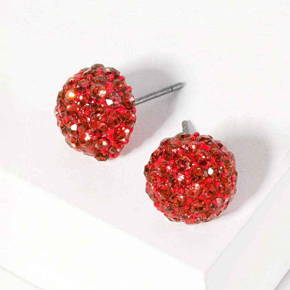 Crystal PaveD Round Dome Stud Earrings - Madeline Love - Flyclothing LLC